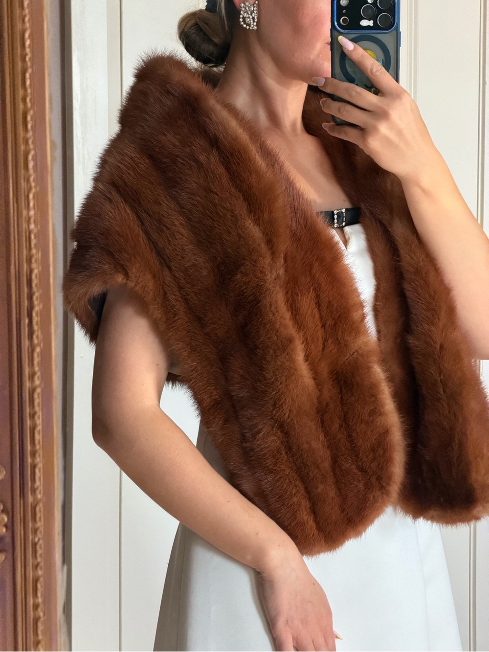 Vintage Genuine Mink Fur Stole Shawl Wrap by Mitchell Fur Co.